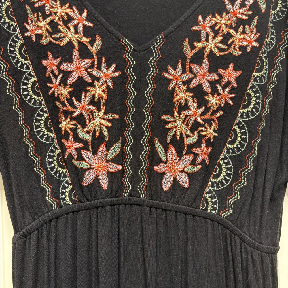 Style & Co. Black Dress with Colorful Embroidery